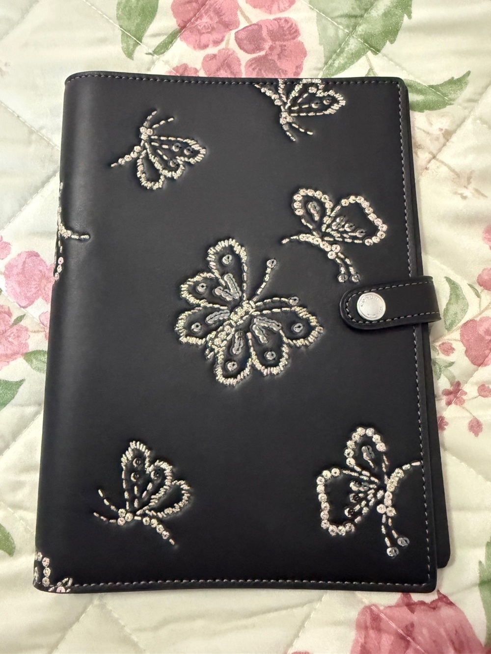 Coach notebook black butterfly print